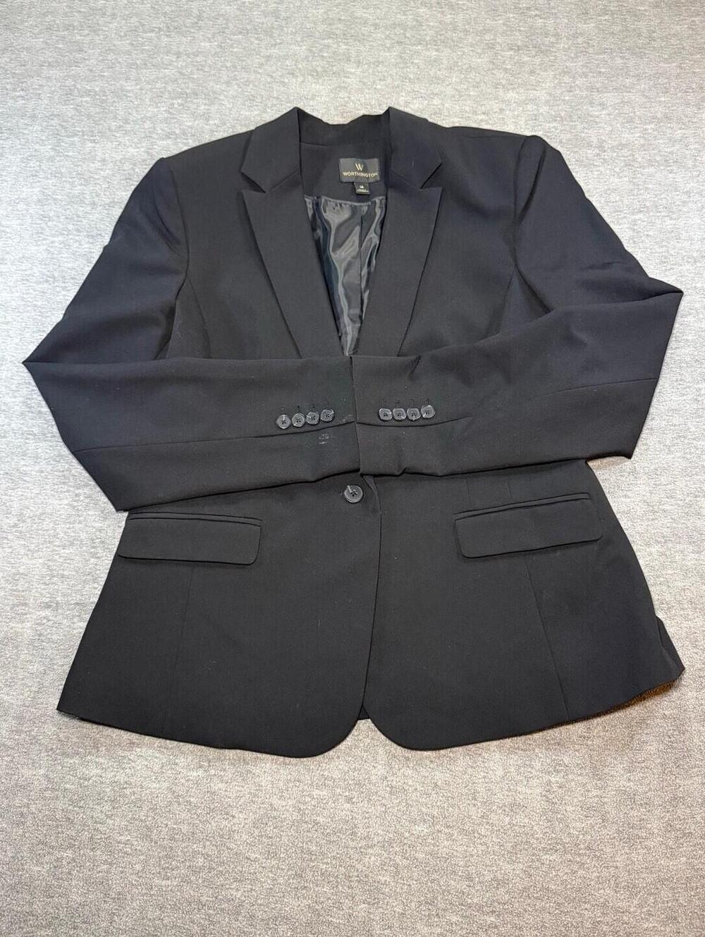 Worthington Women’s Blazer Jacket-Black/Size 14/One Button/Business/Office